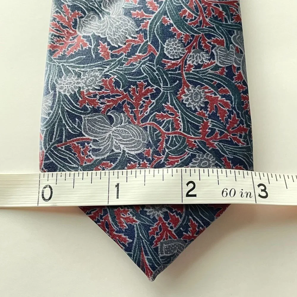 Vintage‎ Rome Silk Men's Necktie Floral Print Blue Gray Red Neckwear